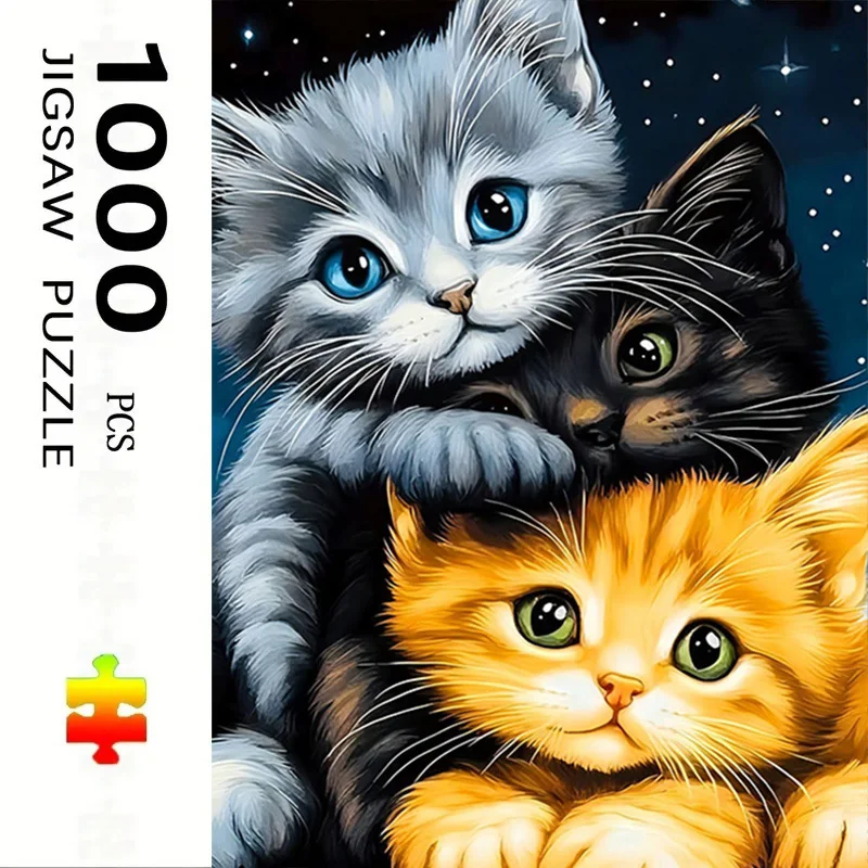 1000-teiliges Puzzle „Drei Kätzchen“ – Heimdekoration, Erwachsenen-Puzzlespiele, Familienspaß, Bodenpuzzles, Lernspielzeug für Kinder
