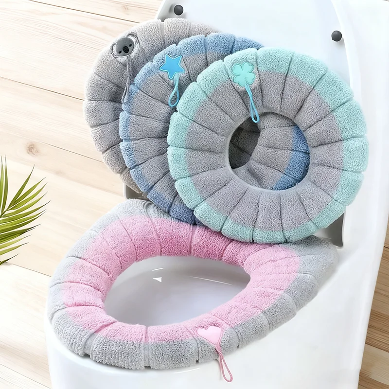 Universal Cute Bathroom Toilet Seat Cushion Soft Skin Friendly Stretchable Toilet Seat Cover Easy To Install Bathroom Household
