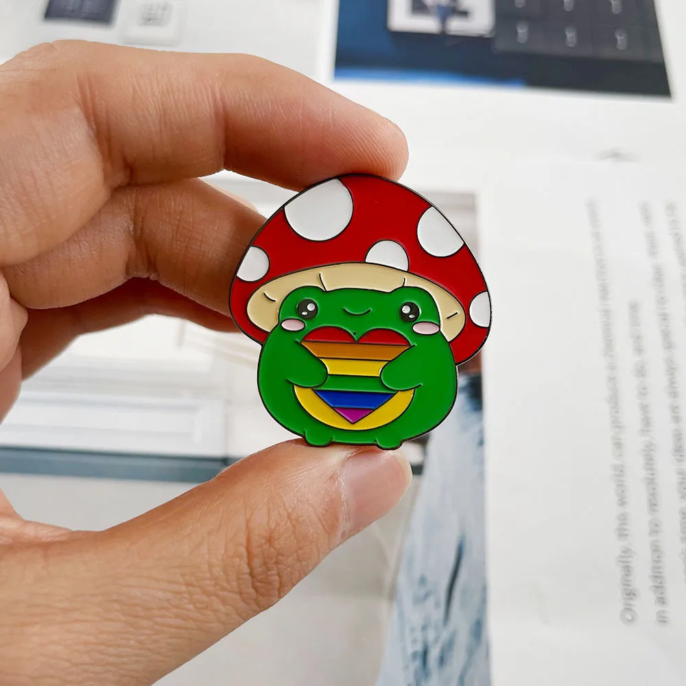 

Lgbt Flag Gay Mushroom Frog Rainbow Heart Enamel Brooch Lgbtq Pride Lapel Pin Couples Gift Aesthetic Badge Souvenir Accessories