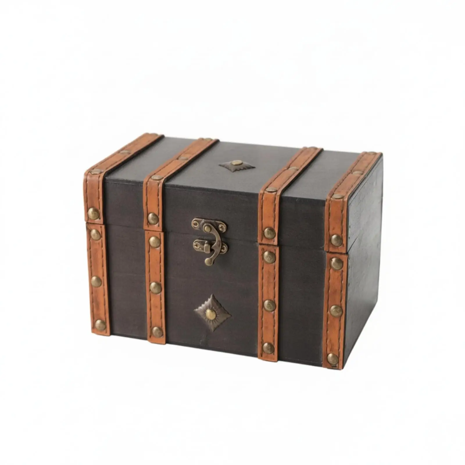 Rustic Antique Jewelry Storage Case with Metal Lock for Small Treasures and Accessories Organizer Home Use