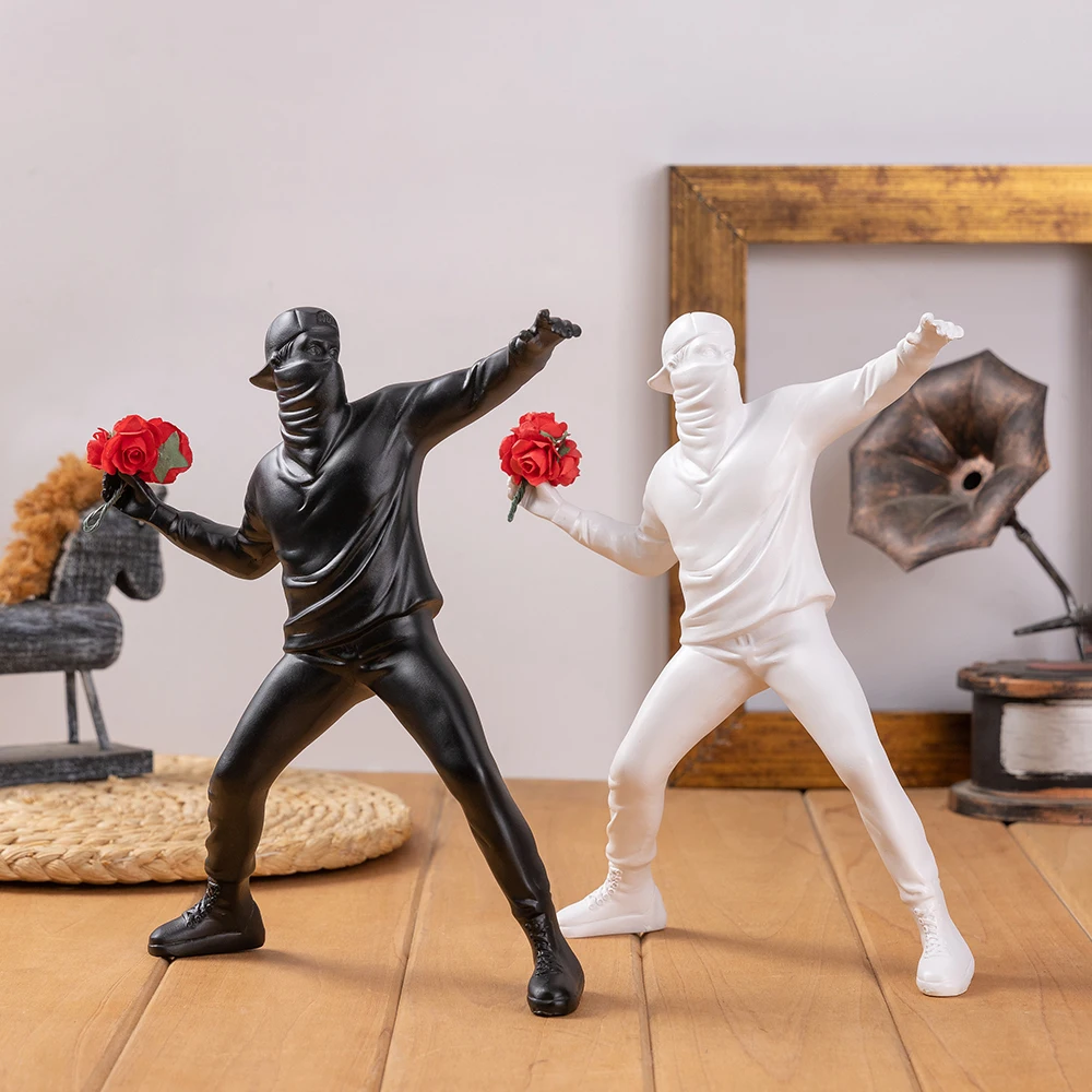 Banksy Throws Flowers Ornaments Abstract Artworks Sculptures Figures Ornaments Living Rooms Study Rooms Home Decor Craft Product
