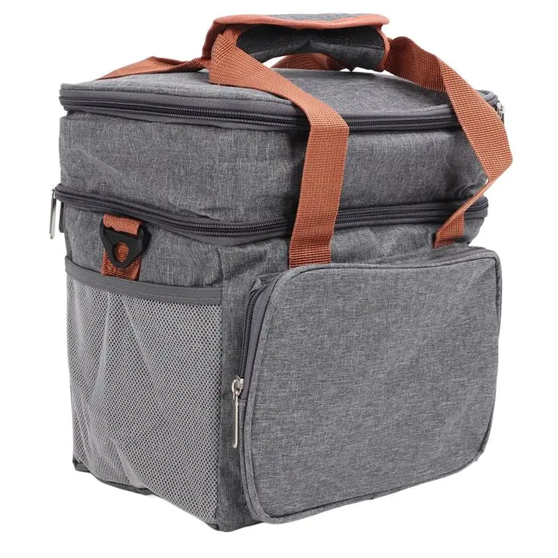A67M-Large Capacity Messenger Lunch Bag With Double Insulation And Leakproof Design, Perfect For On-The-Go Meals