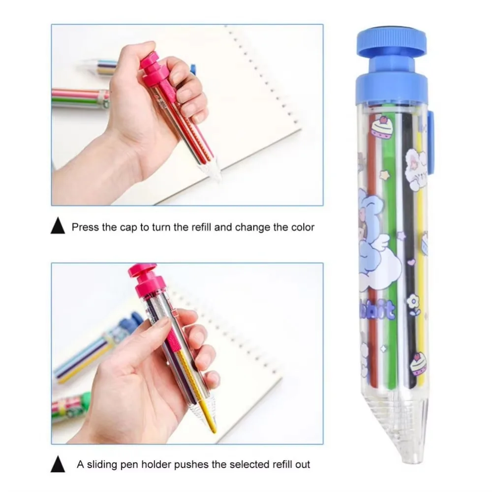 New Rotate Drawing Pen Multi-color 8-in-1 Crayons Hand Coloring Pressing Crayons Art Graffiti Set