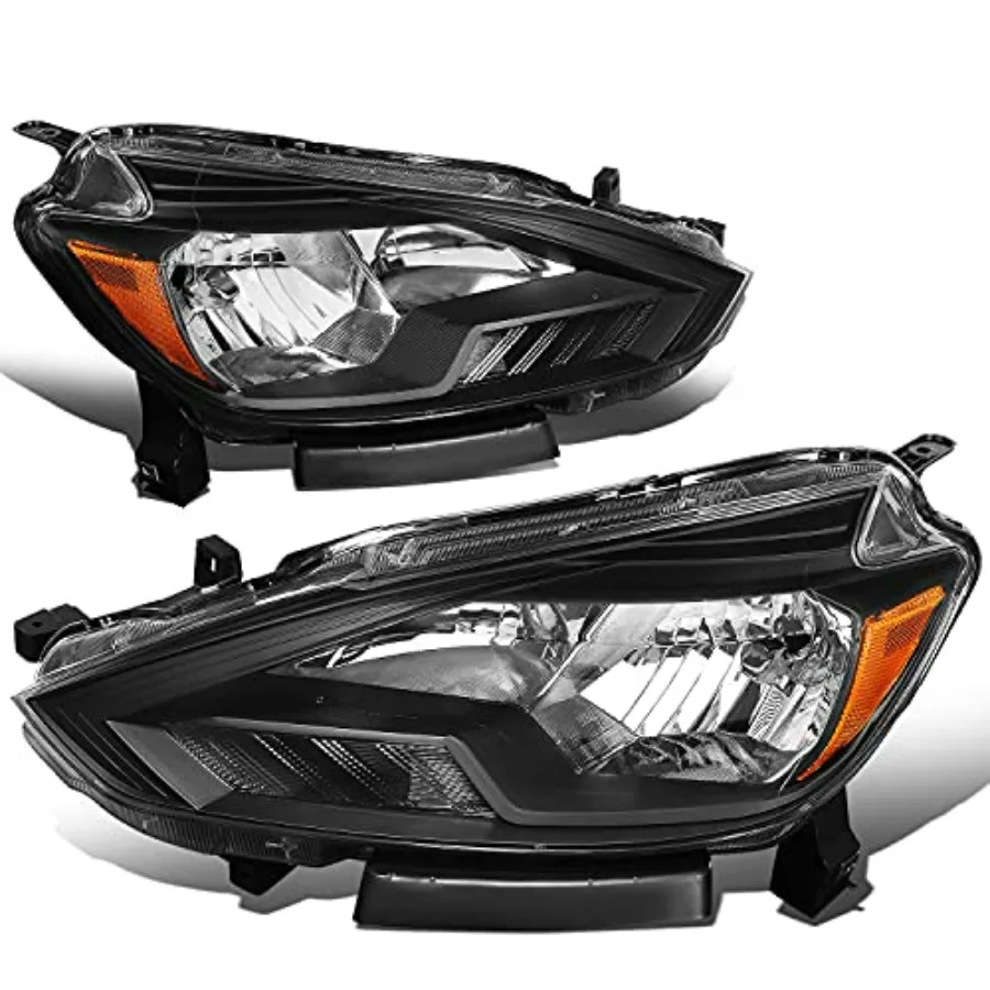 

HL-OH-NSEN16-BK-AM Pair of Black Amber Reflector Halogen Headlights Compatible with 2016-2018 Sentra, Left & Right Side