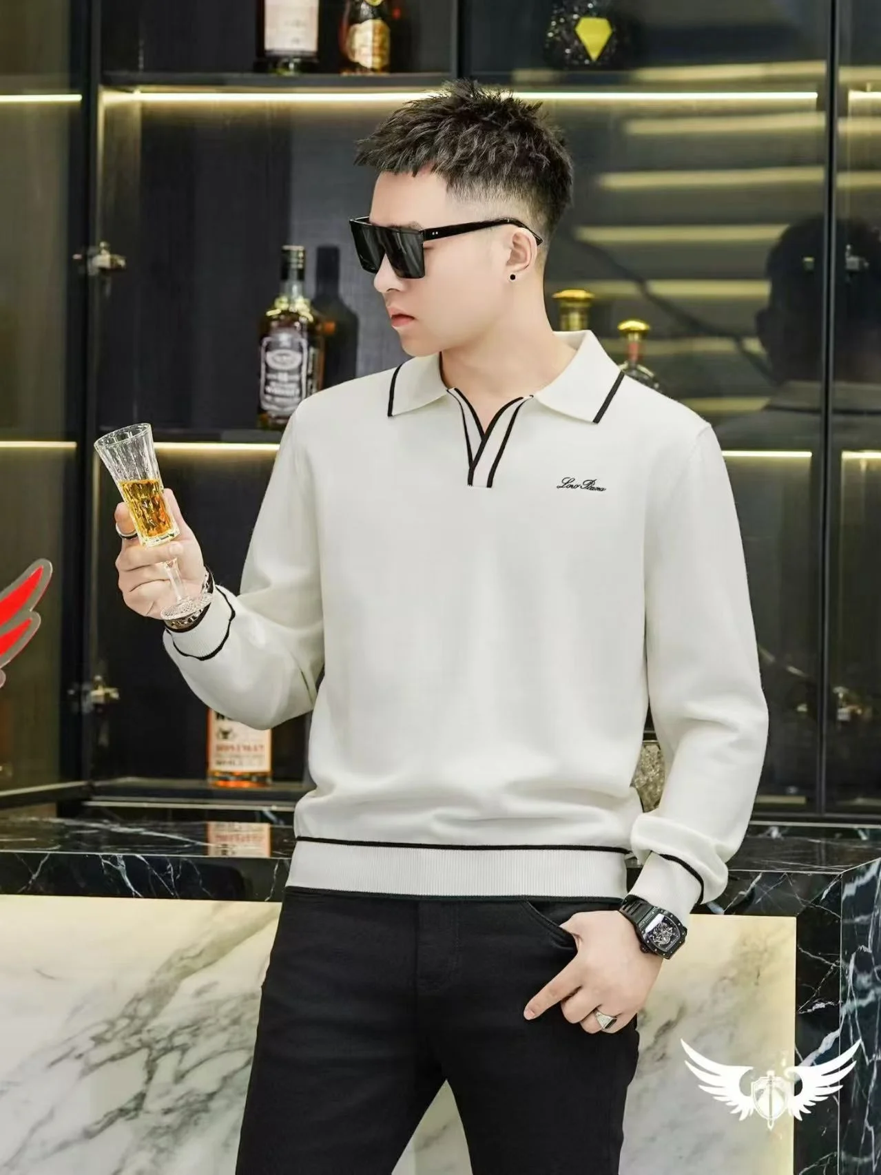 

Высококачественный мужской вязаный свитер с воротником, повседневный, модный, осенне-зимний, новинка, комфортный, средней мягкости, стандартный крой