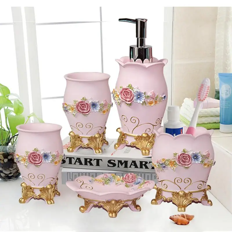 Nordic Bathroom Decoration Accessories Toothbrush Holder Toothpaste Dispenser Lotion Bottle Tissue Box Mirror Wedding Gift Resin