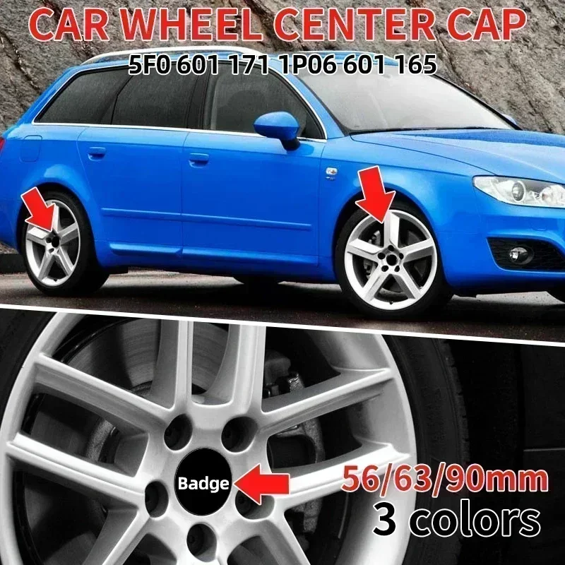 4 Uds 56mm 63mm 90mm 5F0601171 1P06601165 insignia de tapa central de rueda de coche accesorios externos para Seat Leon IBIZA FR Cupra Ateca