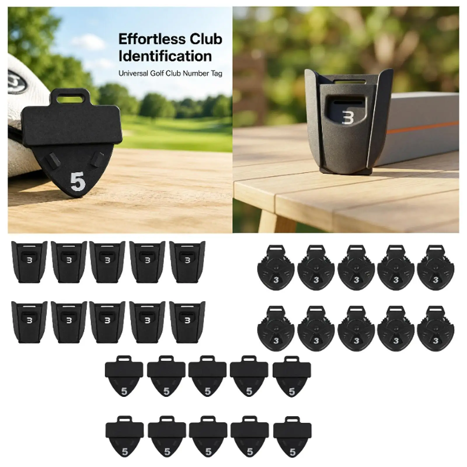 Universal Golf Club Headcover Number Tag Plastic Replacement Label for Golf Drivers Fairway Hybrids