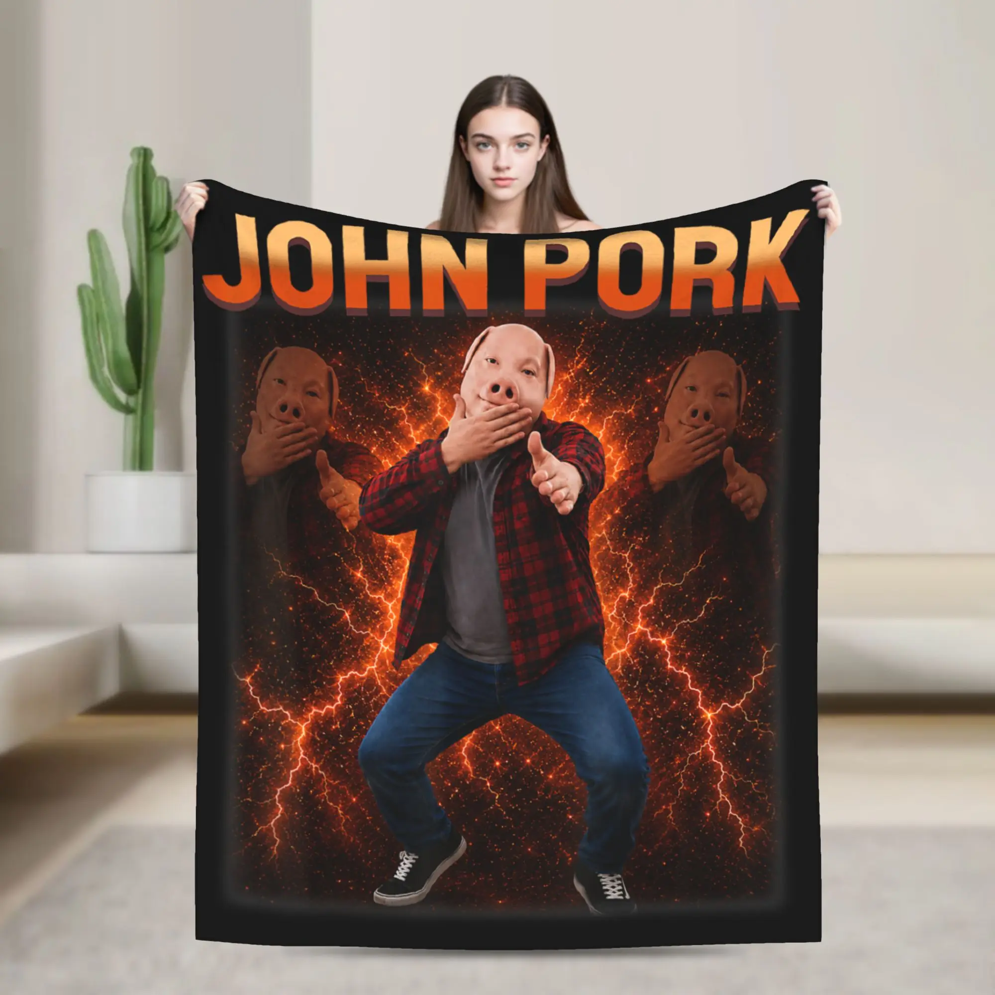John Pork Calling Decline Accept Incoming Call Scuba Throw Blanket Super Blanket For Living Room Flannel Bedspread Bed Cover