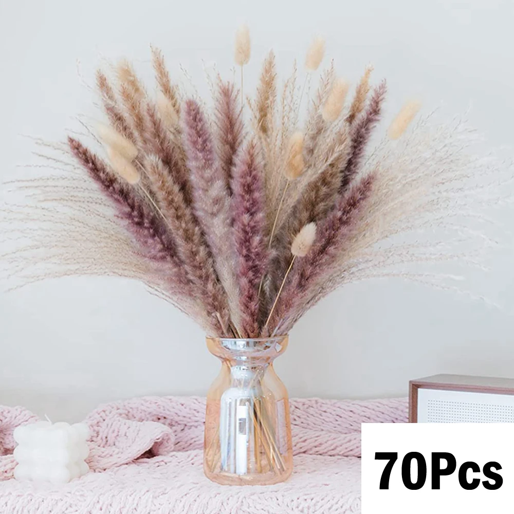 Natuurlijke Pampas Gedroogde Bloemen Boeket voor Boho Home Vaas Decor Bunny Konijn Staarten Gras Kunstbloem Bruiloft Decoratie