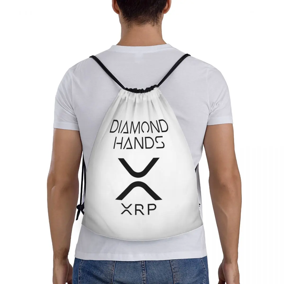 XRP Ripple Crypto Diamond Hands Backpacks Fashion Drawstring Bags Sports Bag Book Bags for Travel Students