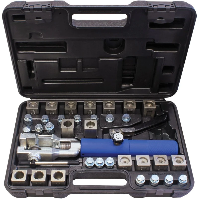 72485-PRC Silver/Blue Universal Hydraulic Flaring Tool Set Cooling Line Die/Adapter Sets Plus Tube Cutter) home.