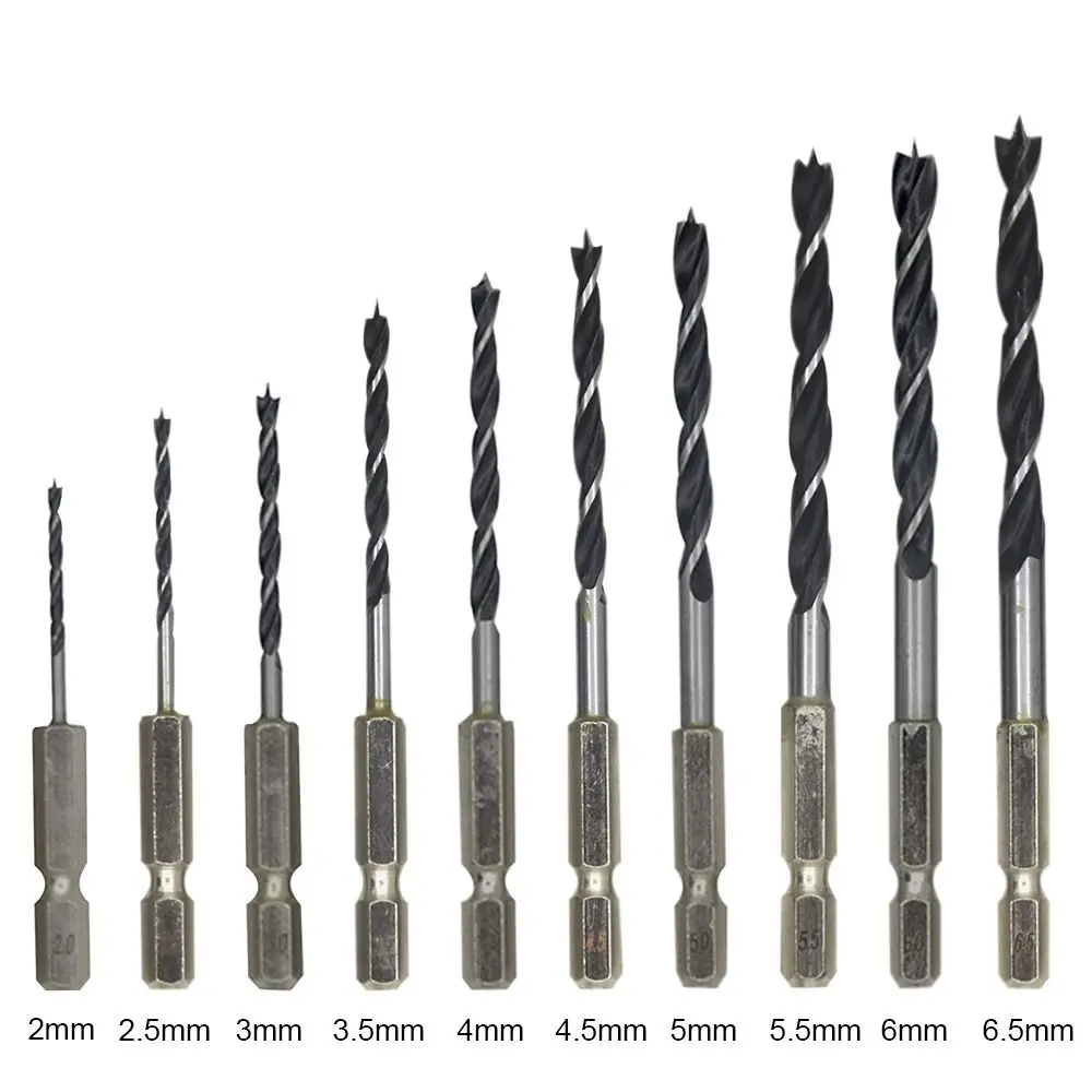 Durable Power Tool Drill Bits Hex Handle High Carbon Steel Hole Opener Three Pointed Twist Drilling Woodworking Tool