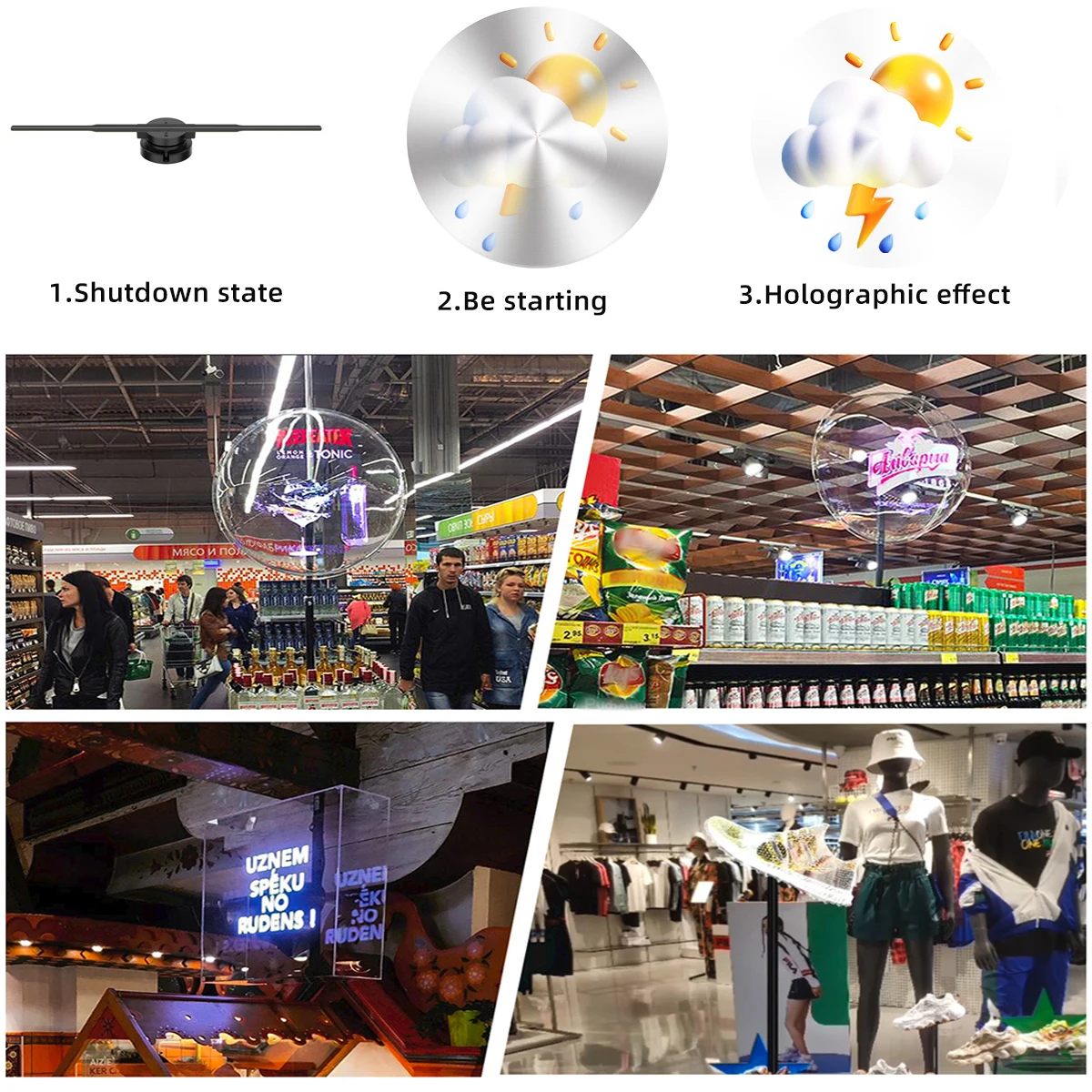 Wifi 244Led Luminous Sign Light Holographic Projector Diy Fan Screen Video Picture Logo 3d Holographic Light Holiday Decoration