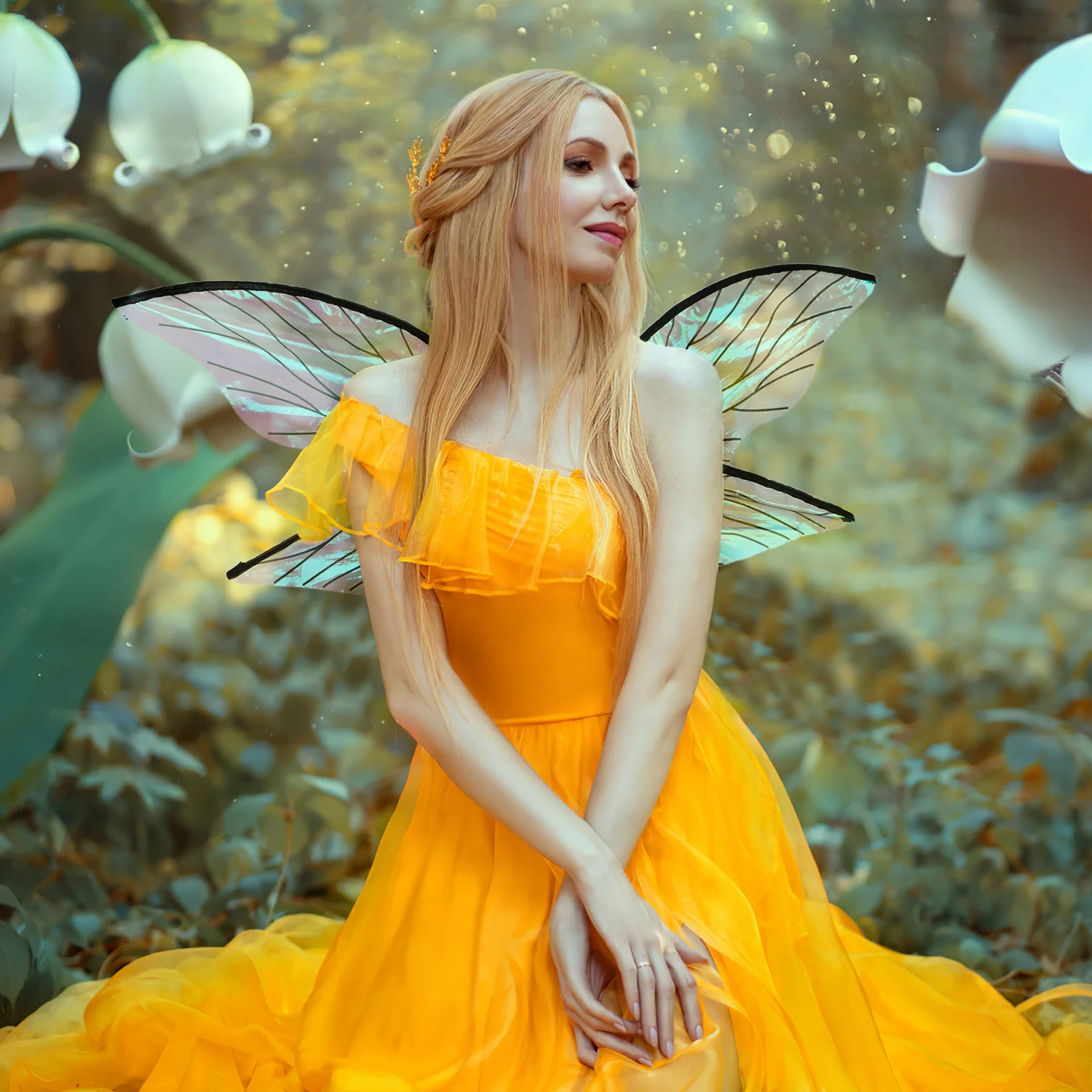 

1pcs Fairy Wings Woman Gold Large Realistic Cicada Costume Accessories for Girls Festival Carnival for Costume
