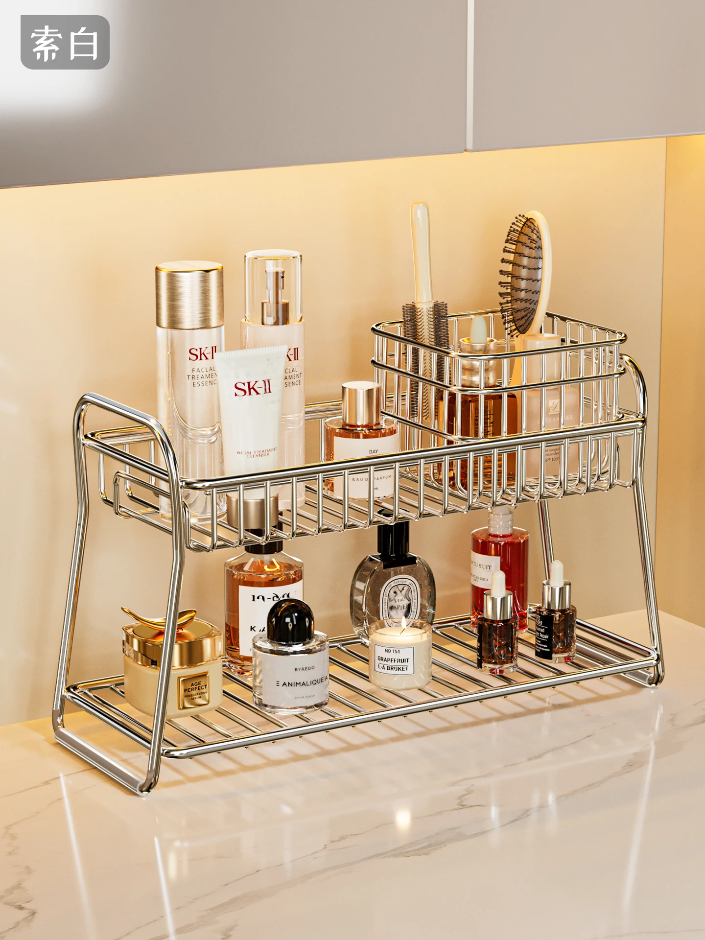 

Batoom Stainl Steel Double Layer Storage Ra Cosmetic Organizer Sink elf Drainage Home Organization Accories
