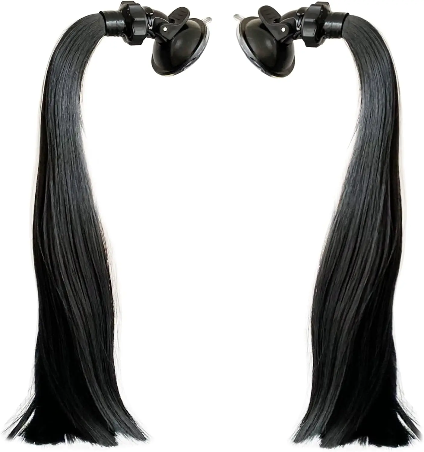 Casque de moto à double queue de cheval décoré avec des tresses de queue de cheval et une aspiration, accessoire de casque standard, pas de casque, 14 ", 2 pièces