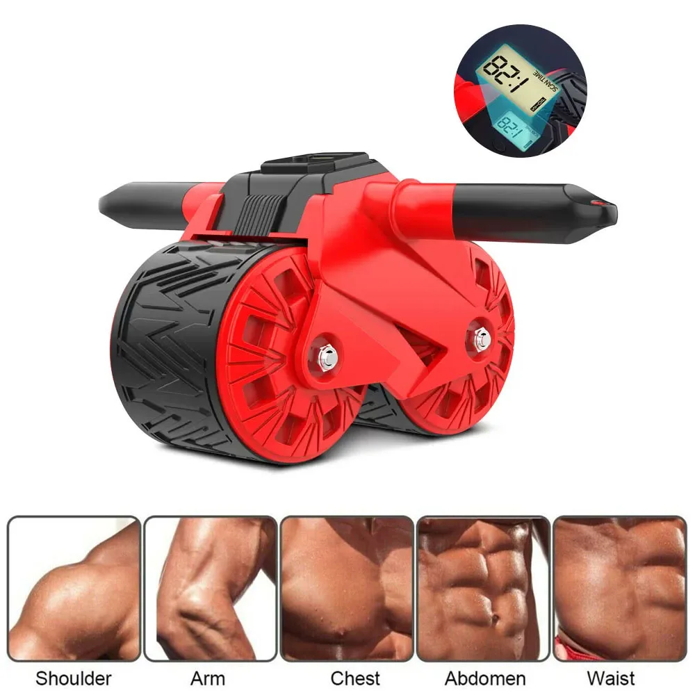 

LED Automatic Rebound Ab Roller Intelligent Counting Dual Wheel Gym Home Workout Equipment Abdominal Arm Waist Leg Trainer