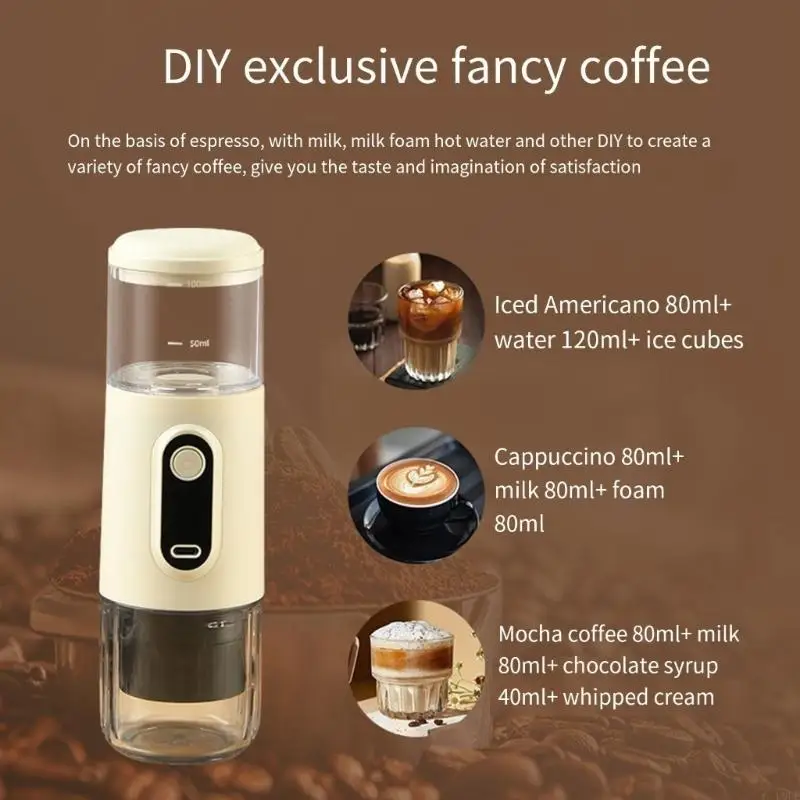ماكينة صنع القهوة الذكية للسفر بقدرة 2500 مللي أمبير في الساعة، هدية مريحة وسهلة التنظيف لمحبي الإسبريسو لتحضير القهوة بسهولة