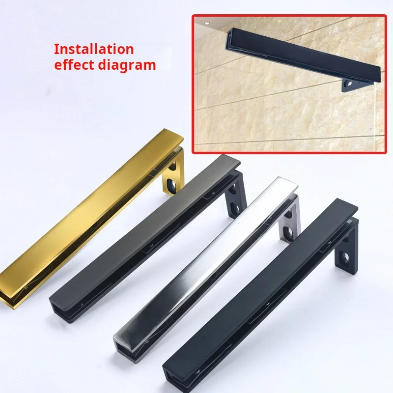 1PCS Minimalist Shower Room Pull Rod Frameless Glass Door Seven Character Zipper Bathroom Partition Fixed Card Glass Support Rod