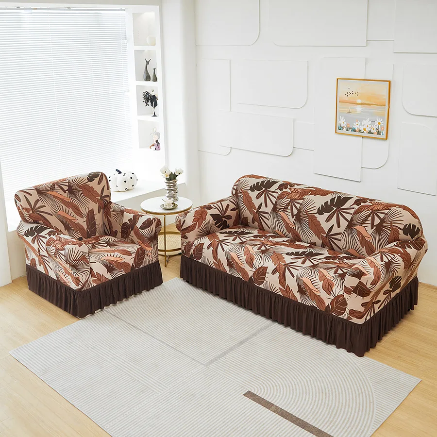 Heavy Duty Multi Seat Living Room Deco Elastic L Shape Skirt Sofa Cover for Living Room Furniture 3 2 1