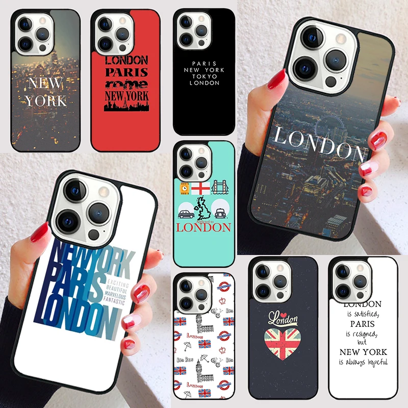 Чехол Лондон, Париж, Нью-Йорк, город, чехол для iPhone 15, 16, 13, 12, 11, 14 Pro Max Mini Max SE 2020 7, 8, 6S Plus, чехол для телефона