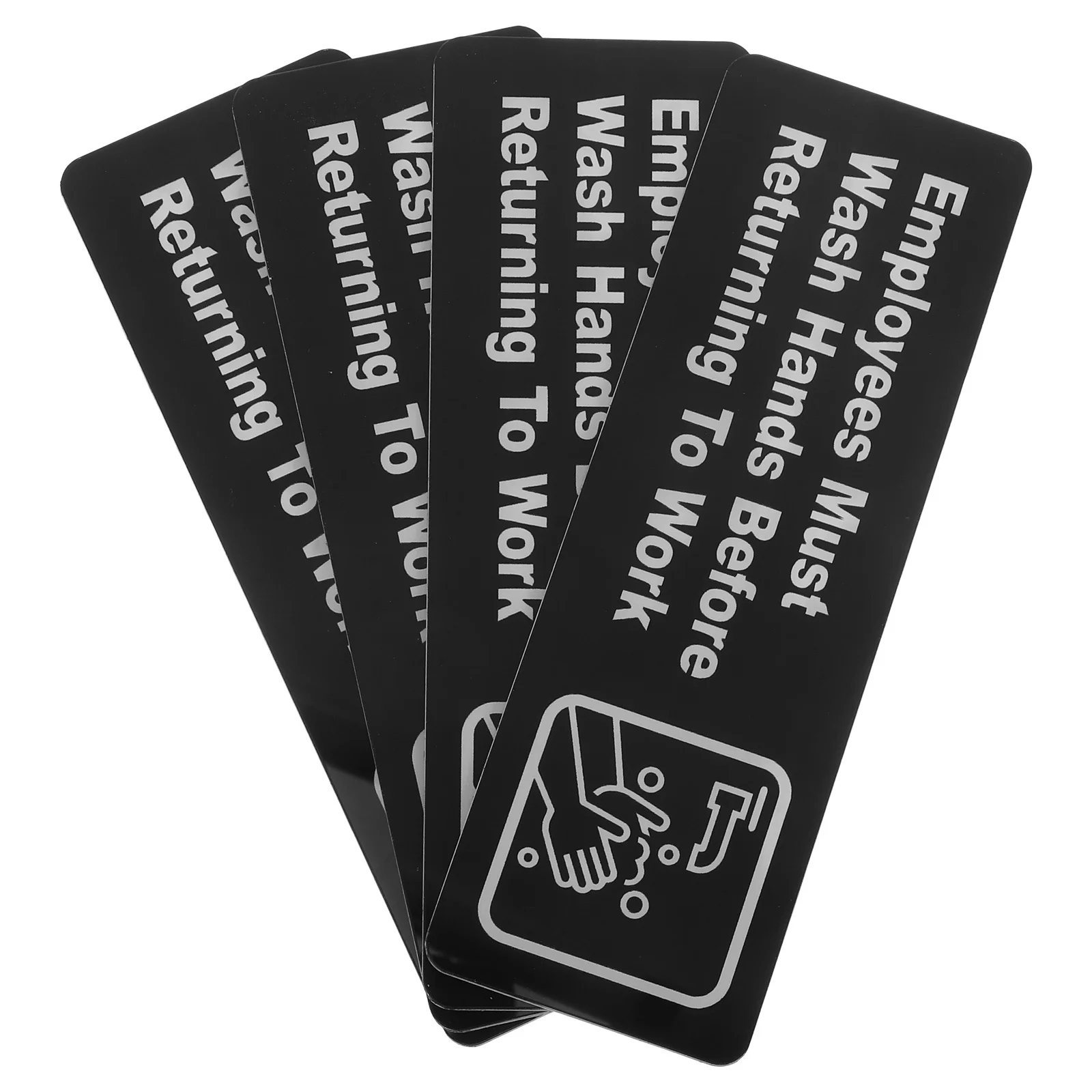 

4Pcs Acrylic Employees Must Wash Hands Sign Self Adhesive for Business Office Hotel Restroom Handwashing Compliance Reminder