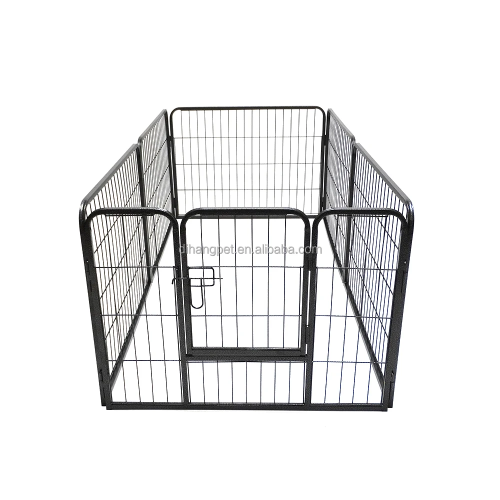 Metal Wire Extra Large Indoor Dog Playpen 6 Panel Black Metal Fence Dog Run Collapsible Pet Puppy Play Dog Pen Expandable