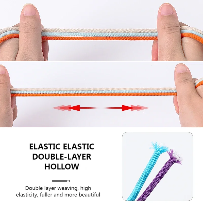 1 Pair Lazy Laces Elastic For Sneakers Snap Lock Shoelaces Without Ties Suitable For Children And Adults Round Shoelace Artifact image 2
