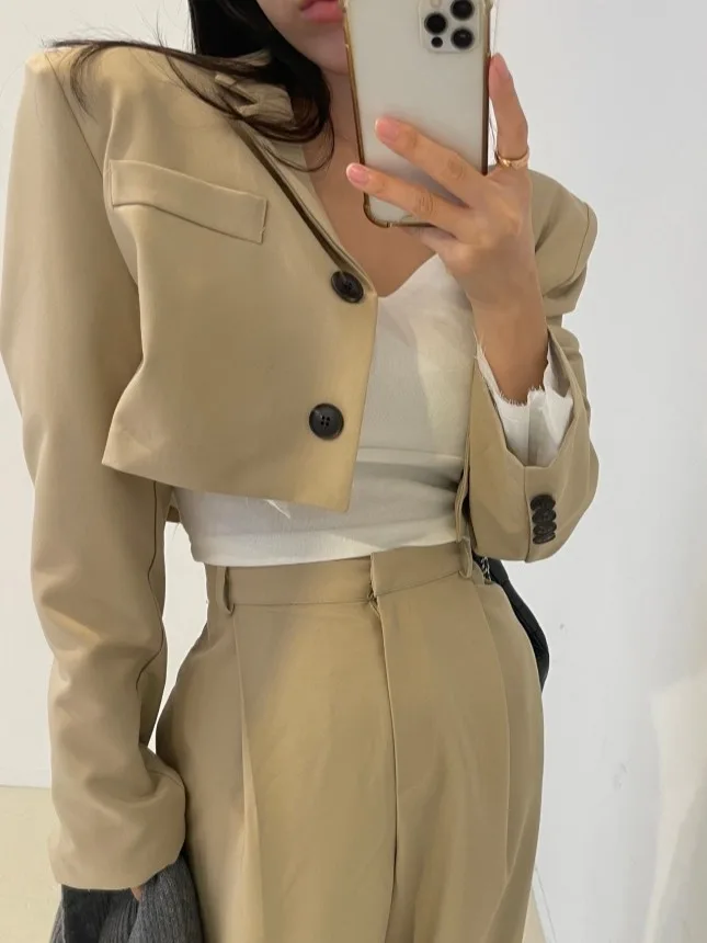 

Корейский модный женский осенне-зимний жакет-костюм с эффектом двухслойности, универсальный, премиум-класса, с индивидуальным дизайном