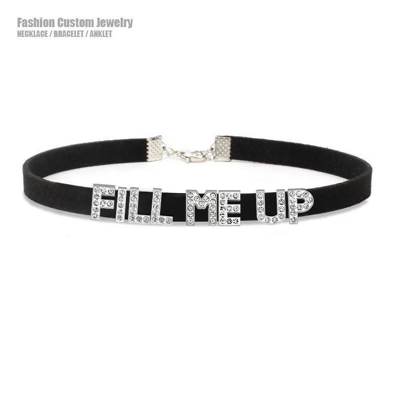 Sexy Suggestive Brief FILL ME UP Halsband Halskette Frauen Goth Kragen Chocker Cosplay Kostüm Party Original Personalisierte Schmuck