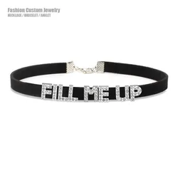 Sexy Suggestive Letter FILL ME UP Choker Necklace Women Goth Collar Chocker Cosplay Costume Party Original Personalized Jewelry