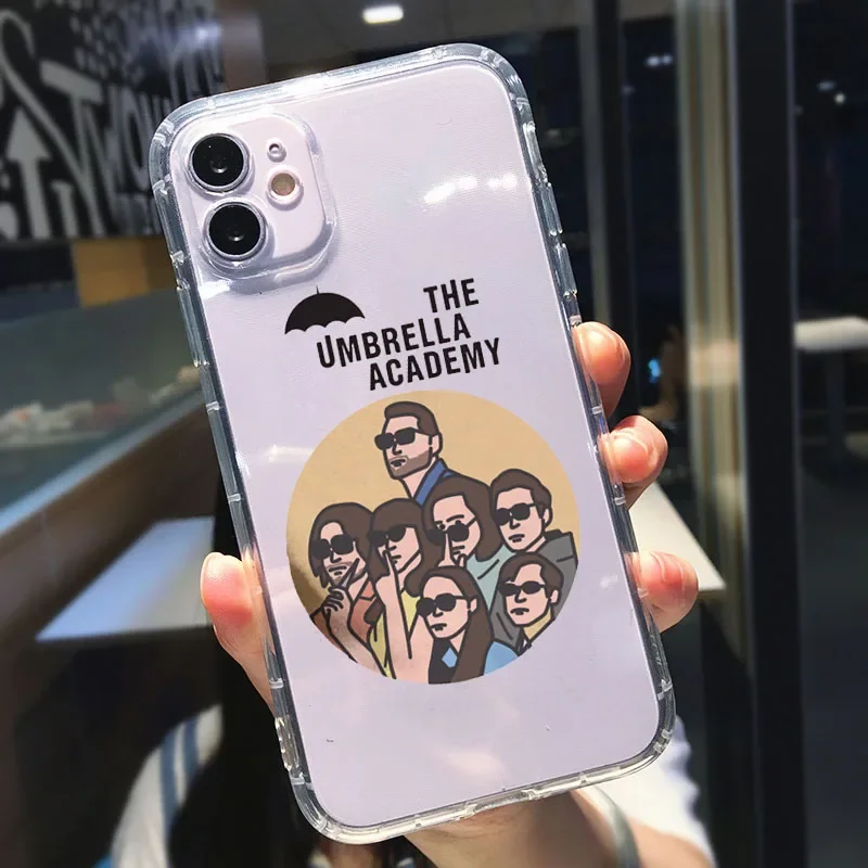 Cartoon The Umbrella Academy Clear Phone Case for IPhone 15 14 13 12 11 Pro 7 XS MAX X SE2 X XR 8Plus Soft Silicone Cover Fundas