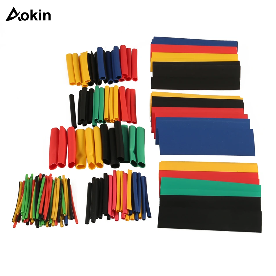 164Pcs/Set Heat Shrink Tube Heatshrink Tube Polyolefin Shrinking Assorted Wire Cable Insulated Sleeving Shrink Tube