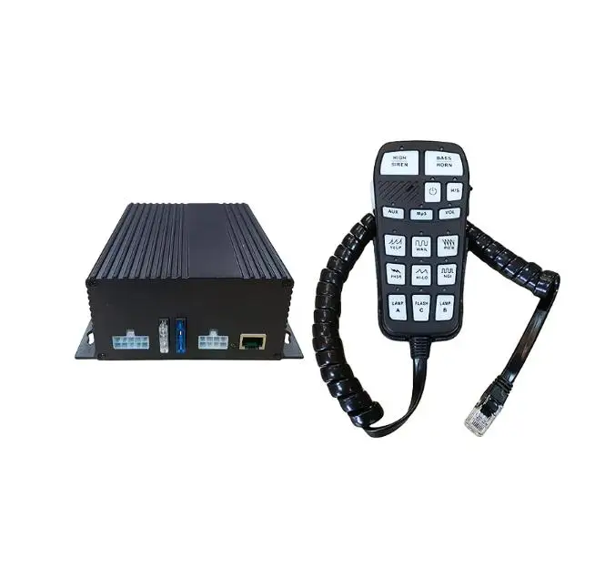 100 Watt High/bass Dual Tones Car Alarm 9 Tones Emergency Vihicles Police siren Amplifiers with USB Mp3 play and Light control