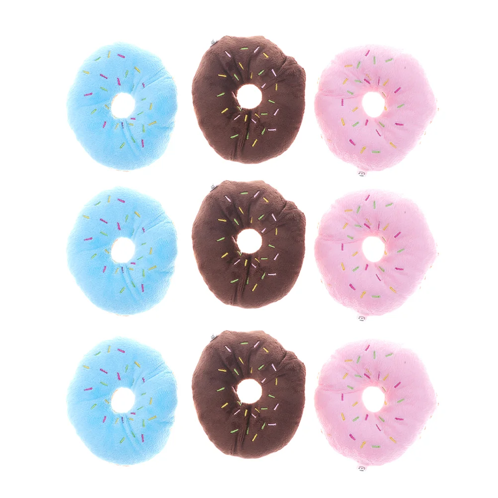 

9pcs Dog Chew Toy Plush Donut Shaped Squeaky Squeaking Sound Toy Plush Pet Puppy Toys Pets Bite Chewing Puppy Dog Toy (Each