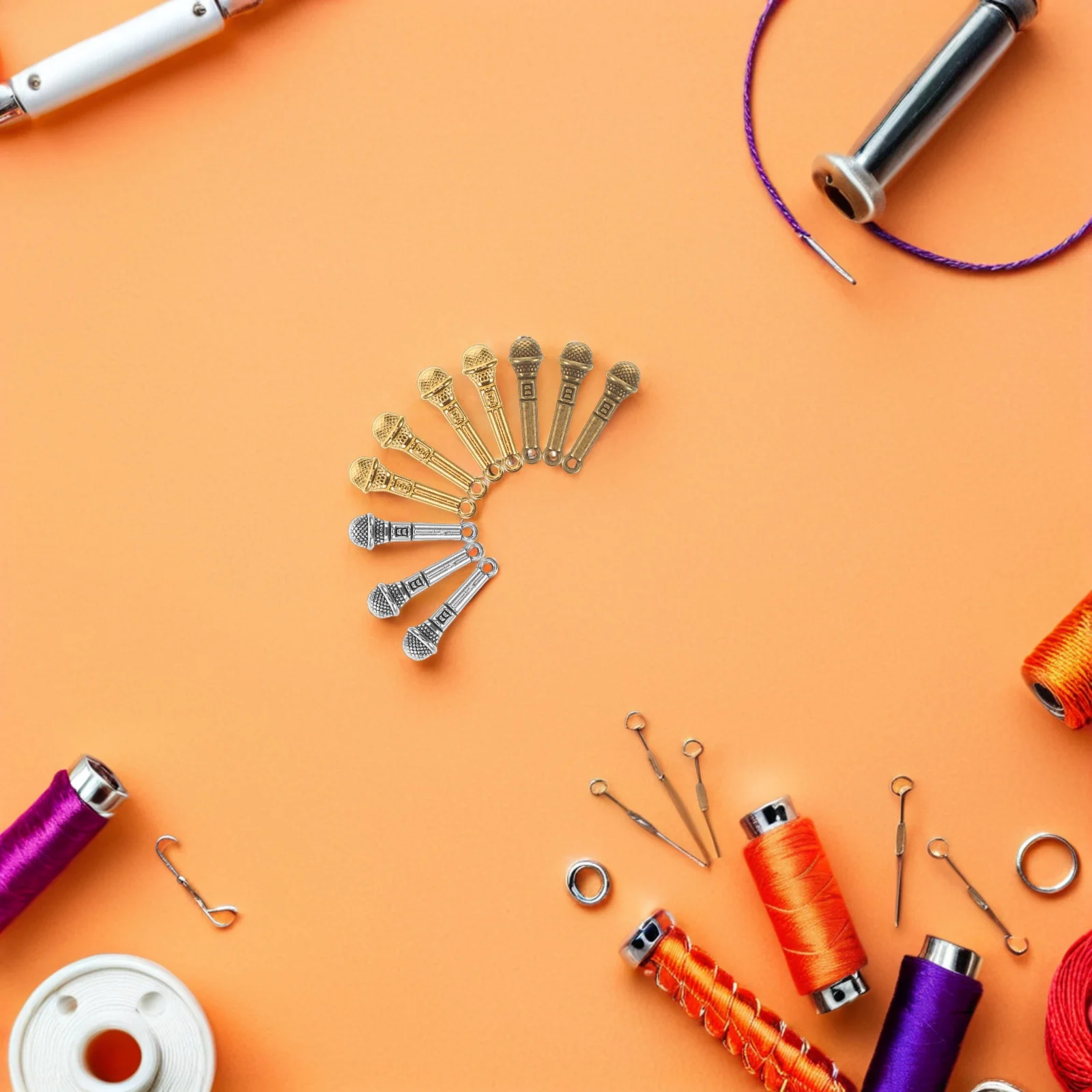 

120Pcs Style Microphone Pendant Charms Alloy Music Themed Charms DIY Scrapbooking Jewelry Making Supplies