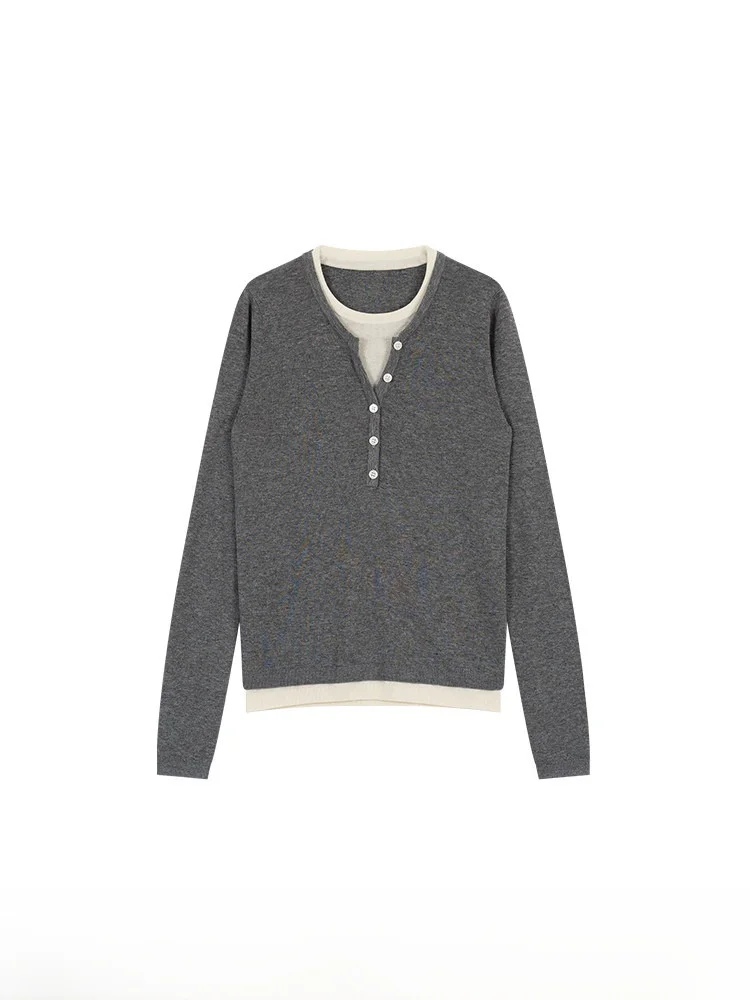 

Оригинальная удобная трикотажная базовая кофта с вставками, универсальная, повседневная, свободного кроя, с длинными рукавами, женская, модная, весенний сезон