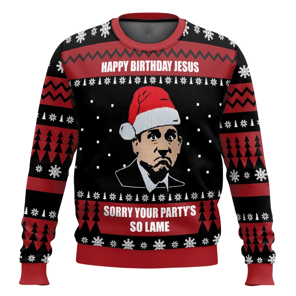 False The Office Ugly Merry Christmas Sweater 2025 New Fashion Men Oversized Hoodie Pullover Tops Winter Women Sweatshirt