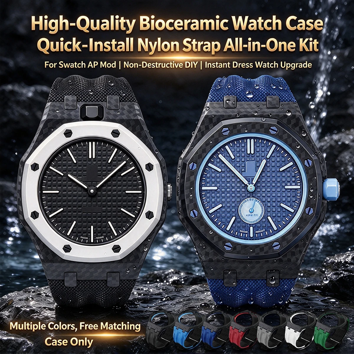 For Swatch X AP Royal POP Pocket Watch Strap All-in-One Bioceramics Watchcase +Nylon Watchband 3/12 Clock Watch Accessories