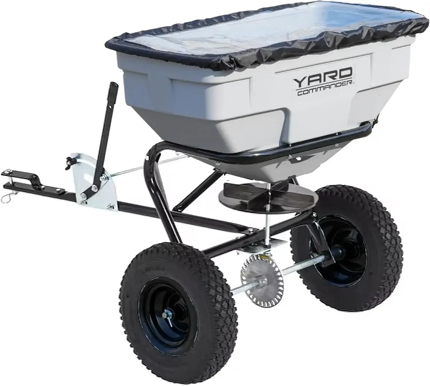 

Tow Behind Broadcast Spreader For Lawn Garden Seed Fertilizer Salt Ice Melt With Aluminum Gears And Gate Lever For Control