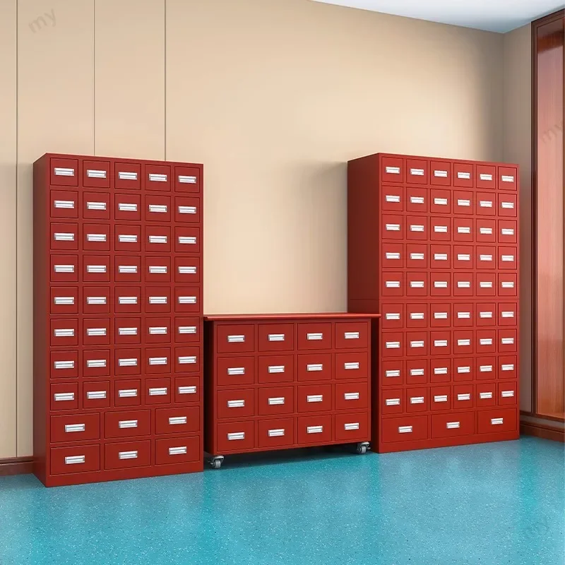 Steel traditional Chinese medicine cabinet drawer type multi-grid iron sheet Chinese herbal medicine storage cabinet outpatient