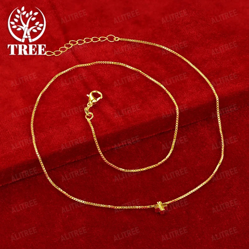 

Hot 18k Gold Box Chain Accessories Cross Pendant Necklace For Women Wedding Party Birthday Fashion Simple New Jewelry Gift
