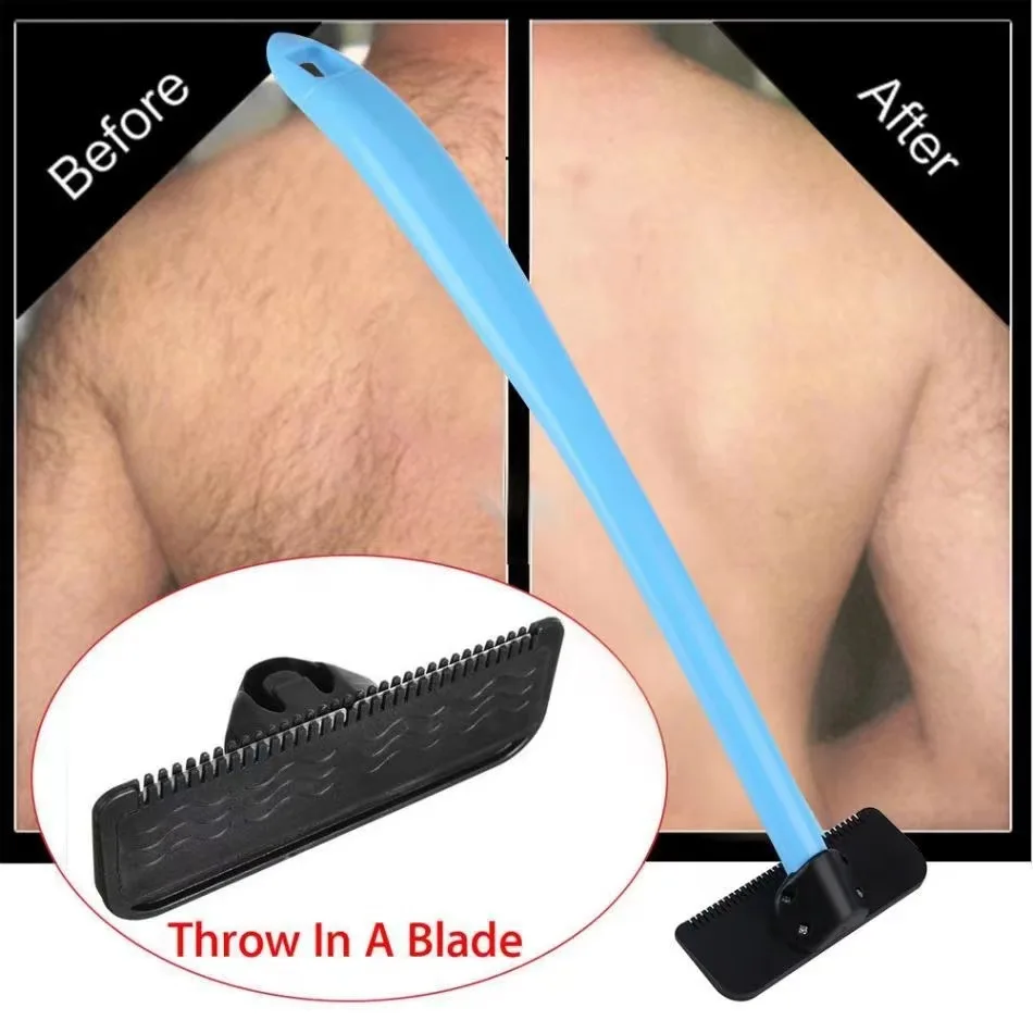 Men Manual Back Hair Shaver Blade Trimmer Do-it-yourself Whole Body Leg Back Hair Razor Long Handle Big Blade Hair Removal Razor