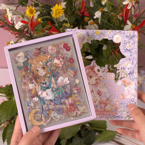 Pegatinas de papelería Kawaii para álbum de recortes, pegatinas decorativas para diario de chatarra, 50 hojas