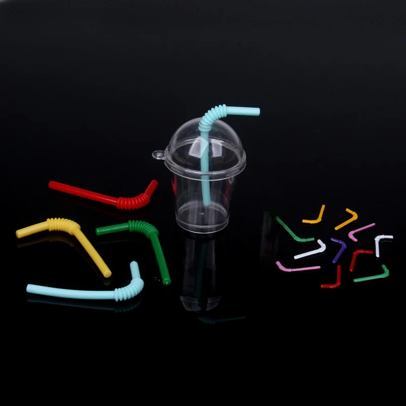 10Pcs 1/12 Doll House Miniature Bent Drink Straw Simulation Model Toys for Mini Drink Beverage Cup Decoration Accessories