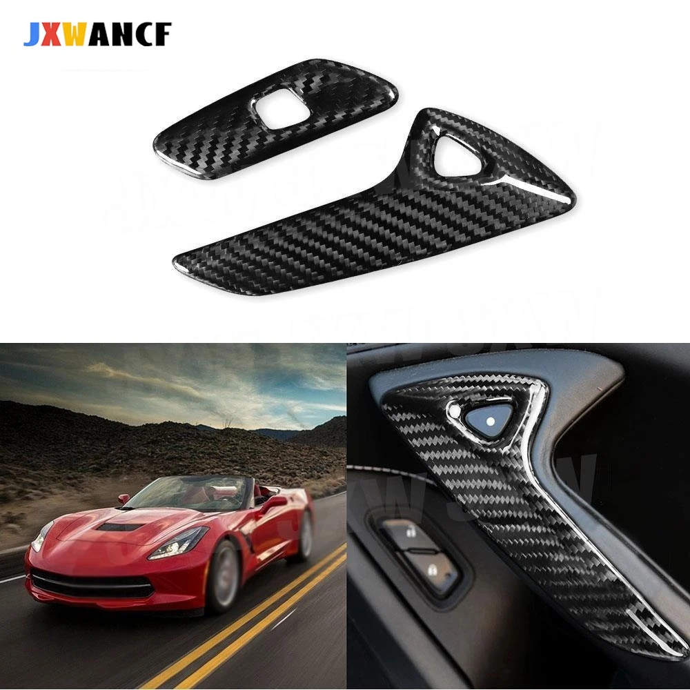 

JXWANCF углеродное волокно, внутренняя дверная ручка автомобиля, декоративные детали для Chevrolet Corvette 2014-2019, дверная ручка автомобиля