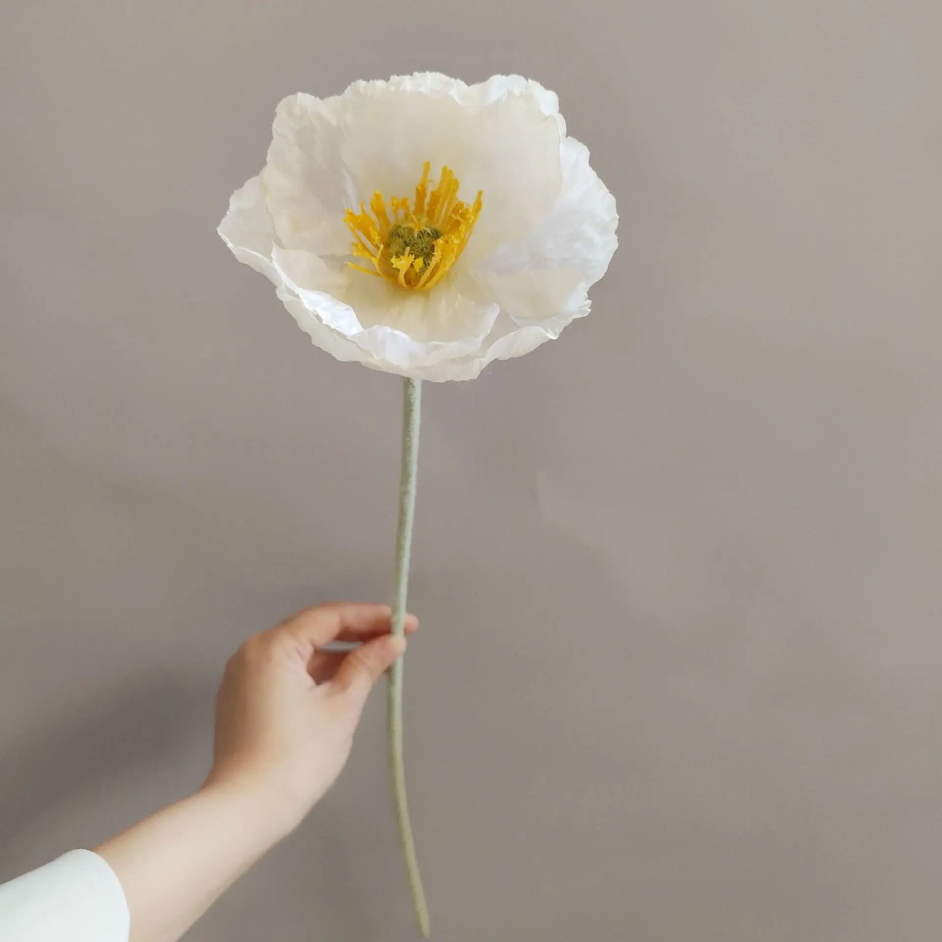 7-teiliges Set Künstliche Mohnblumen aus Flockstoff und Seide für Heimdekoration, Brautstrauß, Hochzeitsdekoration, Partydekoration, Tischdekoration – Detail 1