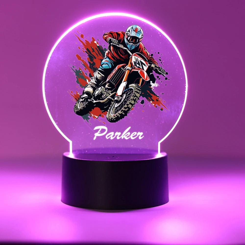 

Motorcycle Customize the name Children Bedroom Decor 3D Lamp Room Decor For Boys Birthday Acrylic Led Night Light