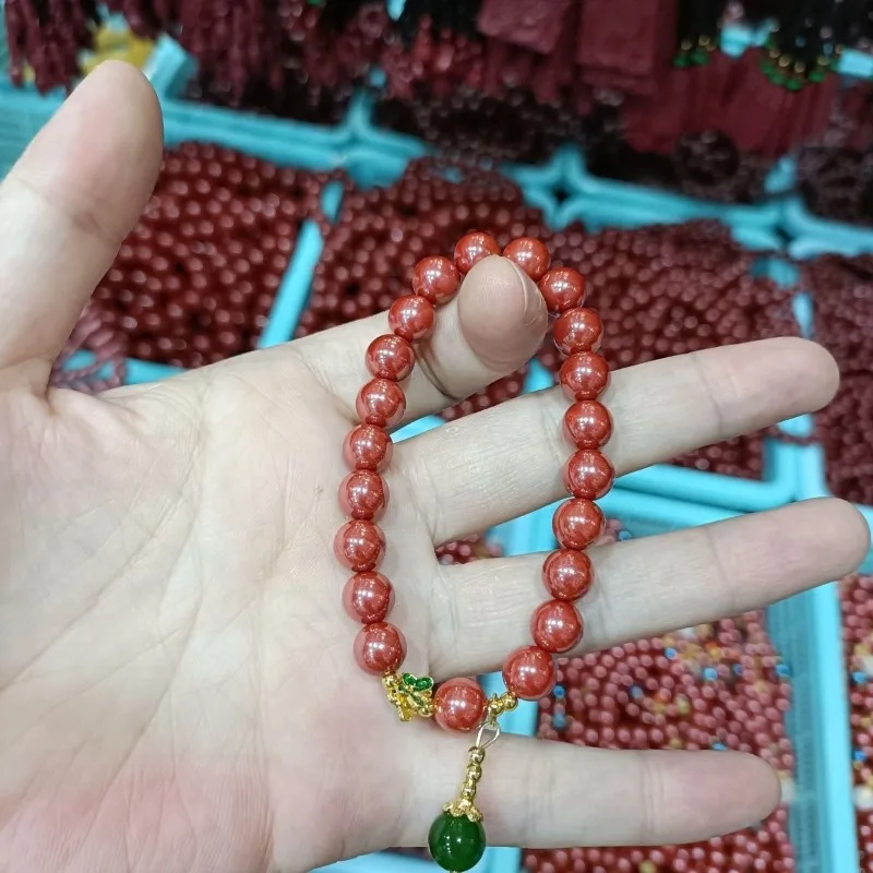 Gelang pasir Cinnabar gelang pasangan 8mm Tahun Natal merah gelang pasir Imperial